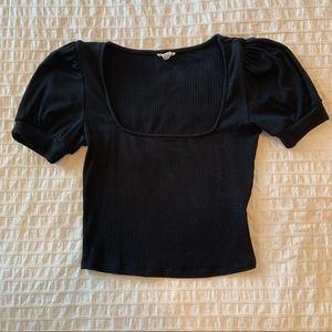 Garage Black Square Neck Crop Top